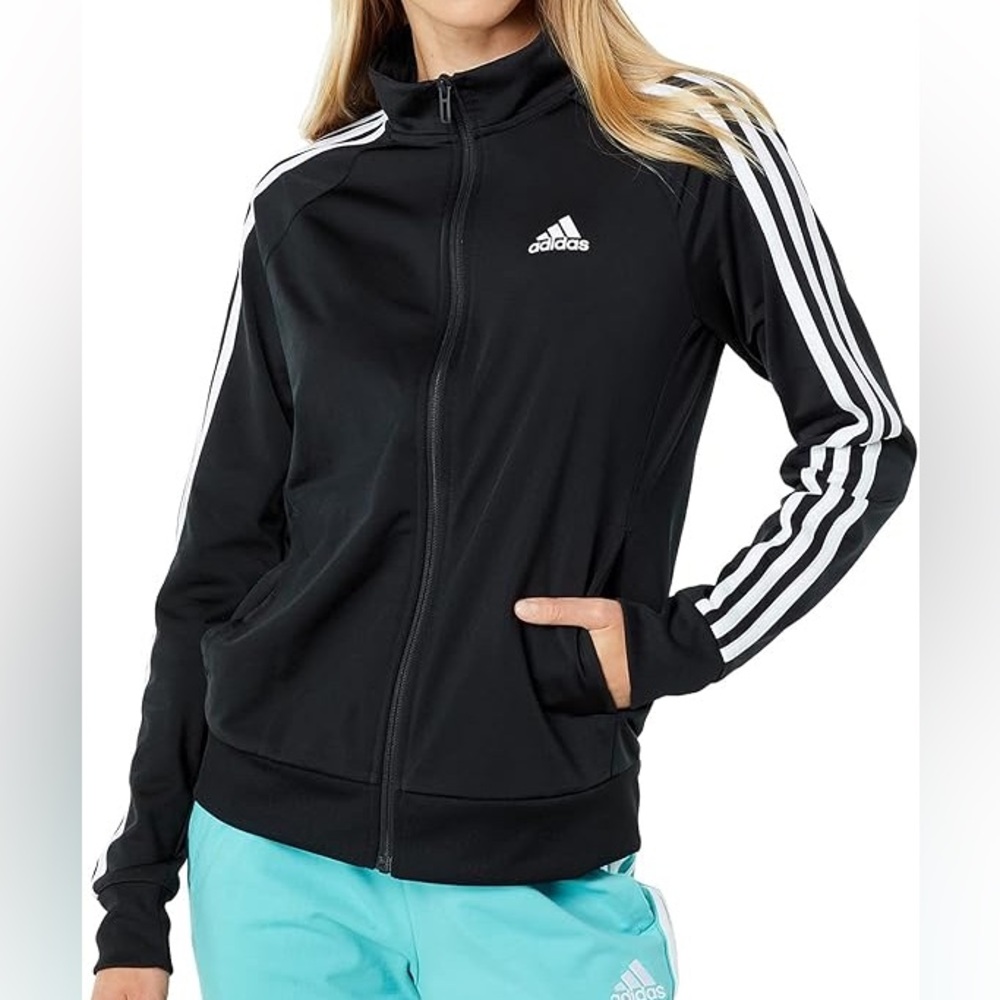 Adidas Black Track Jacket with White Stripes